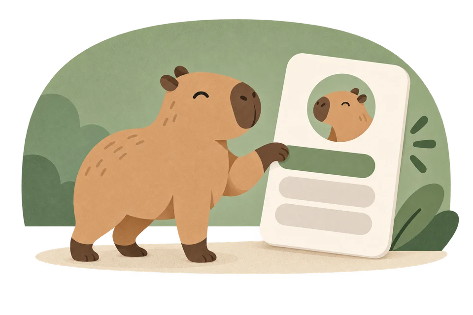 A capybara arranging its personal page